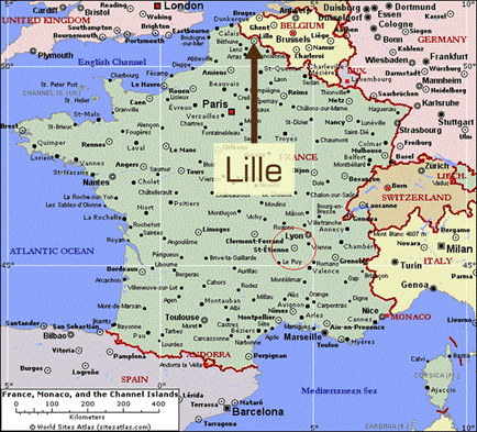 Map taken from http://www.turkey-visit.com/map/France/Lille-map.asp.  I’m not really sure why St-Etienne is circled, that was nothing to do with me.  